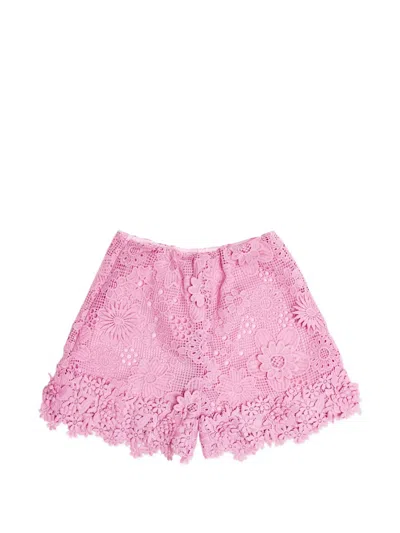 Bcbg Kids' Floral Crochet Shorts In Pink