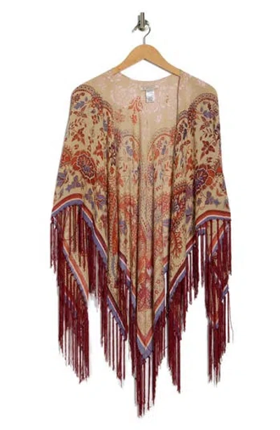 Bcbg Floral Fringe Cape In Multi