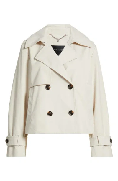 Bcbg Floral Lining Short Trench Coat In White