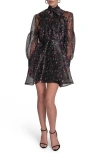 Bcbg Women's Floral Puff Long Sleeves Dress In Black