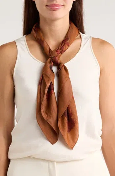 Bcbg Floral Shadow Square Scarf In Brown