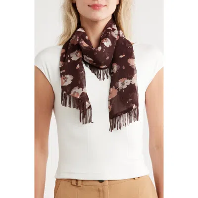 Bcbg Floral Shine Crescent Wrap Scarf In Black
