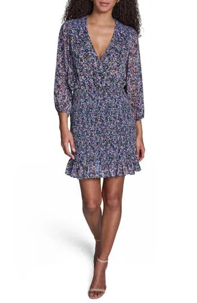 Bcbg Floral Smocked Chiffon Minidress In Multi