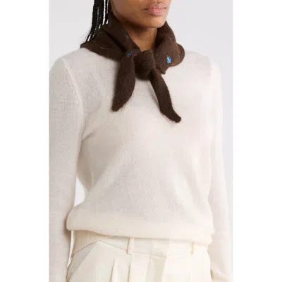 Bcbg Flower Embroidered Knit Triangle Scarf In Chocolate