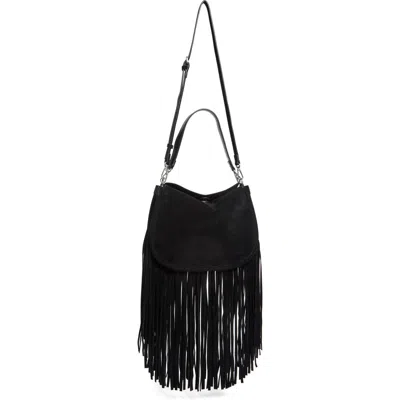 Bcbg Fringe Hobo In Black