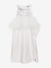Bcbg Girls Beaded Neck Satin Dress With Ruffles In White