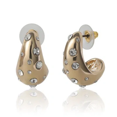 Bcbg Gold-tone Pavé Polka Dot Sculptural Hoop Earrings