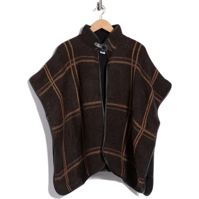 Bcbg Grid Plaid Ruana Topper In Brown