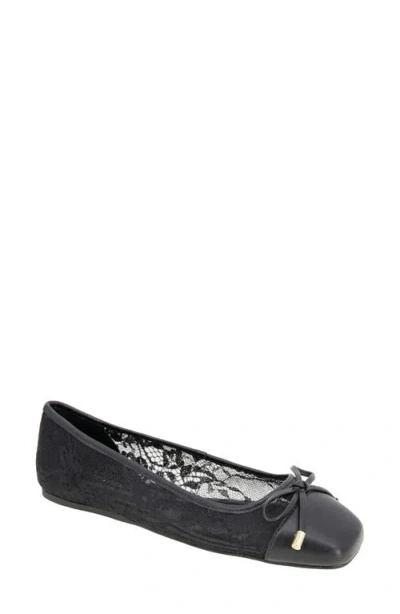 Bcbg Hartly Cap Toe Ballet Flat In Black Lace