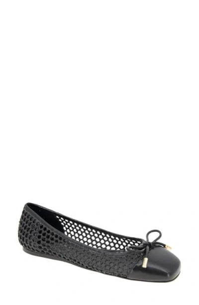 Bcbg Hartly Cap Toe Ballet Flat In Black Raffia