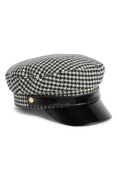 Bcbg Houndstooth Skipper Cap In Black