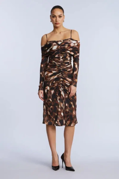 Bcbg Jersey Off Shoulder Dress In Brown