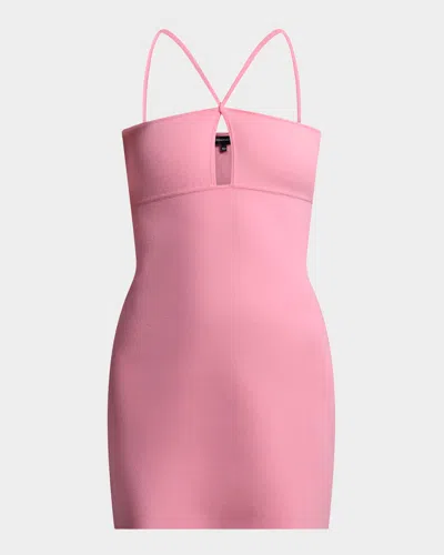 Bcbg Josette Cutout Stretch Knit Halter Mini Dress In Pink