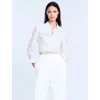 Bcbg Lace Stripe Tie Back Top In White