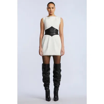 Bcbg Leather Tweed Dress In Multi