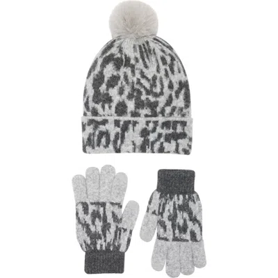 Bcbg Leopard Beanie & Gloves Set In Multi