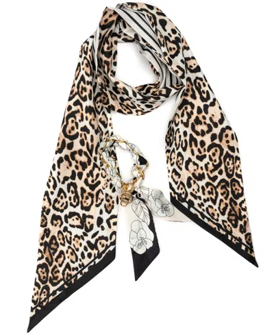 Bcbg Leopard Striped Twilly Scarf Set In Animal Print