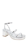 Bcbg Lissena Ankle Strap Platform Sandal In Silver