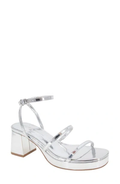 Bcbg Lissena Ankle Strap Platform Sandal In Silver