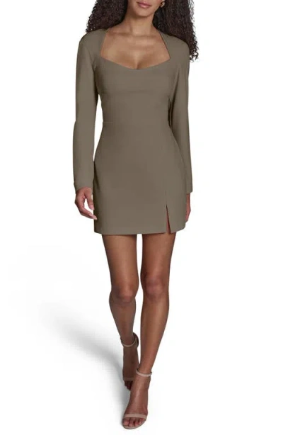 Bcbg Long Sleeve Belted Crepe Sheath Dress In Gray