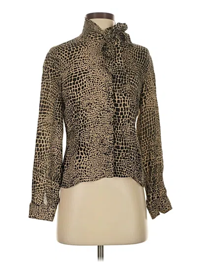 Pre-owned Bcbg Long Sleeve Blouse In Gold