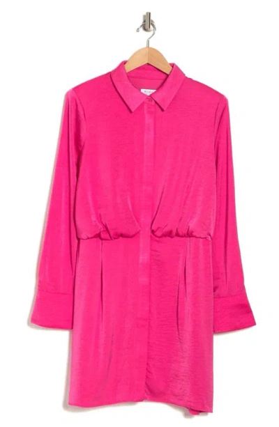 Bcbg Long Sleeve Chiffon Shirtdress In Pink