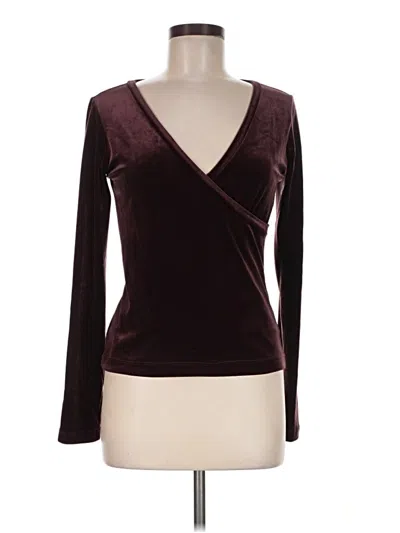 Pre-owned Bcbg Long Sleeve Top Burgundy Plunge Neckline Tops