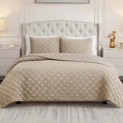 Bcbg Maeve Embossed Plush Quilt Sets In Hummus