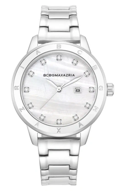 Bcbg Max Azria 3-hand Quartz Crystal Embellished Bracelet Watch, 36mm In Metallic