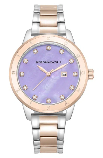 Bcbg Max Azria 3-hand Quartz Crystal Embellished Two-tone Bracelet Watch, 36mm In Gold