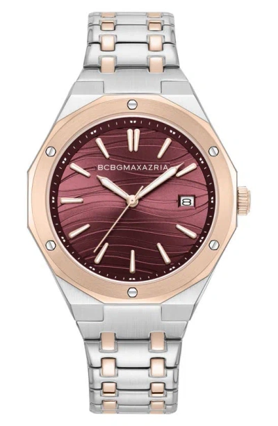 Bcbg Max Azria 3-hand Quartz Two-tone Bracelet Watch, 36mm In Rose Gold/ Silver