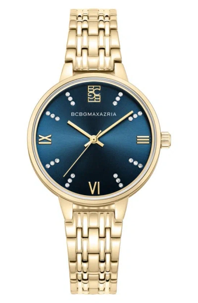 Bcbg Max Azria Crystal Embellished 3-hand Quartz Bracelet Watch, 32mm In Gold