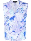 大理石纹图案无袖罩衫