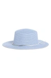 Bcbg Metal Link Boater Hat In Cornflower