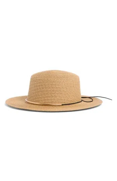 Bcbg Metal Link Boater Hat In Brown