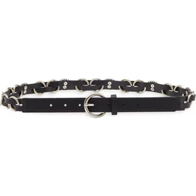 Bcbg Metal Ring Belt In Black Silver