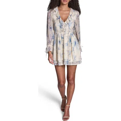 Bcbg Metallic Chiffon Long Sleeve Dress In Multi