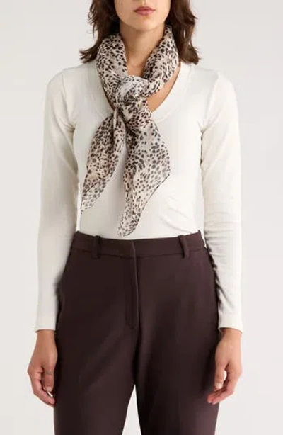 Bcbg Metallic Dot Mini Leopard Print Square Scarf In Brown