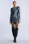 Bcbg Metallic Mini Dress In Blue