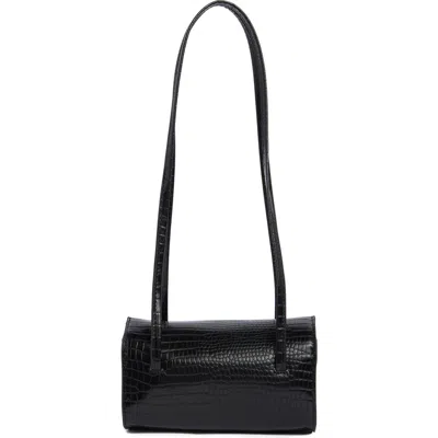 Bcbg Mini Croc Embossed Faux Leather Barrel Bag In Black