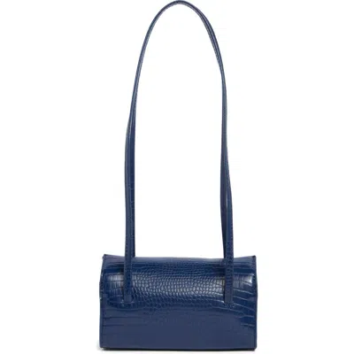Bcbg Mini Croc Embossed Faux Leather Barrel Bag In Deep Navy