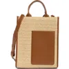 Bcbg Mini Whipstitched Straw Tote Bag In Natural/cognac