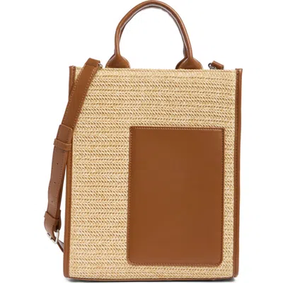 Bcbg Mini Whipstitched Straw Tote Bag In Brown