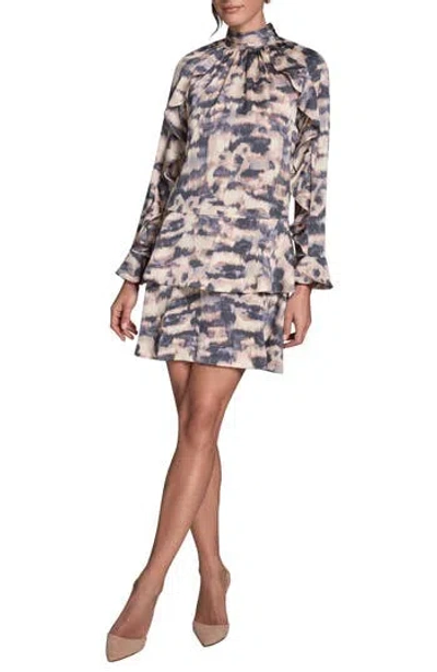 Bcbg Mock Neck Long Sleeve Minidress In Soft Dusk Multi