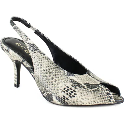 Bcbg Narina Faux Leather Peep Toe Slingback Pump In White