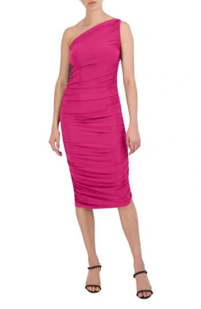 Bcbg New York One-shoulder Midi Dress In Bright Pink