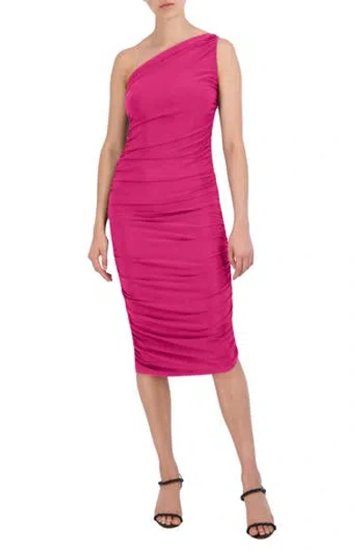 Bcbg New York One-shoulder Midi Dress In Bright Pink ModeSens