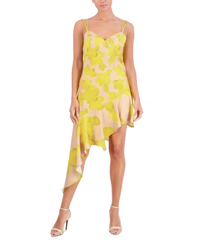 Bcbg New York Women's Asymmetrical Strapless Mini Dress In Yellow Combo