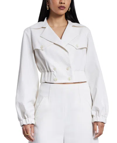 Bcbg New York Women's Balloon-sleeve Notch-lapel Jacket In Blanc