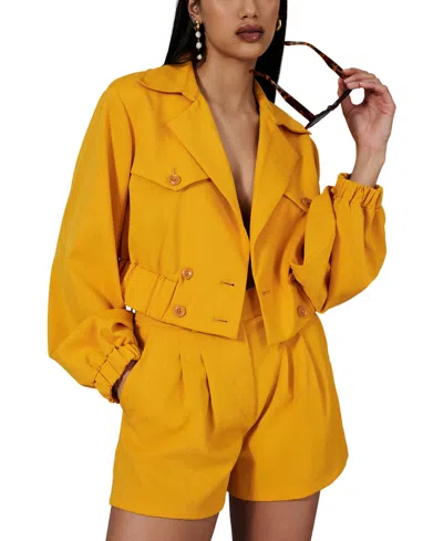 Bcbg New York Women's Balloon-sleeve Notch-lapel Jacket In Yellow
